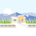 Suburban modern cottage house mountain landscape Royalty Free Stock Photo