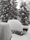 Suburban Neighborhood Blizzard - Deep Snow Coverng a Gas Grill Royalty Free Stock Photo