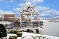 Suburban Neighborhood Brick Homes On A Pond Royalty Free Stock Photo