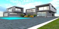 Suburban real estate as reliable investment for people who have enough money. 3d rendering