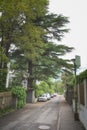 Suburban residential street with modern house Royalty Free Stock Photo