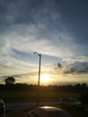 Suburban sunset light post