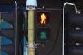 pedestrian lights showing red for stop. Royalty Free Stock Photo