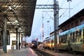 Suburban train approaching the platform of the Larissa Train Sta