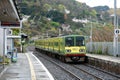 Suburban train approaching station