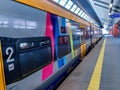 Suburban train at the railway station