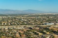 Suburban or uban area of the city in Tuscon Arizona in the Sonora desert in the harsh sunlight and with moutains Royalty Free Stock Photo