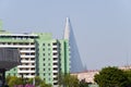 North Korea, Pyongyang. View of the city from above.Ryugyong Hotel Royalty Free Stock Photo