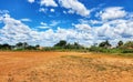 Suburbian soccer field in a shine day