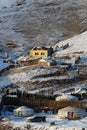 Yurts and houses of suburbs of Ulaan Baatar on the hills Royalty Free Stock Photo
