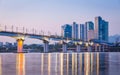 Subway and Bridge at Hanriver in Seoul Royalty Free Stock Photo