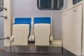 The subway car without people, empty passengers, seats Royalty Free Stock Photo