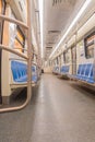 The subway car without people, empty passengers, seats Royalty Free Stock Photo