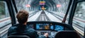 Subway Driver Inside Modern, High-Speed Train Cabin, Urban Transportation, Technology and Innovation Royalty Free Stock Photo