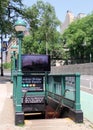 Subway entrance of the Brooklyn Bridge-City Hall Station, in Lower Manhattan, New York, NY Royalty Free Stock Photo