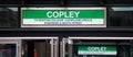 Subway entrance signs at Copley Station in Boston Royalty Free Stock Photo