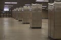 Subway entrance. Underground crossing. Column tunnel. Empty urban underground space. Royalty Free Stock Photo