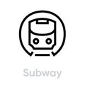 Subway icon. Metro, Mass Rapid Transit, Public Transport vector editable line symbol