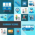 Subway Icons Flat Royalty Free Stock Photo