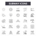 Subway line icons, signs, vector set, linear concept, outline illustration