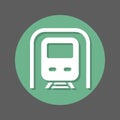 Subway, metro flat icon. Round colourful button, circular vector sign with shadow effect. Flat style design.