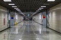 Subway metro station underground pedestrian passage tunnel and escalator Royalty Free Stock Photo