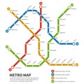 Subway, metro vector map. Template of city transportation scheme