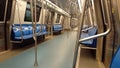 Interior of the subway train. New wagon empty