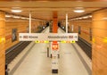 Subway platform of Schillingstrasse U-Bahn Metro Station, Berlin. Royalty Free Stock Photo