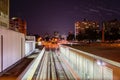Subway Railroad and Station at Night Royalty Free Stock Photo
