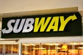 Subway restaurant sign UST branch in Manila, Philippines Royalty Free Stock Photo