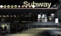 Subway Sign Lights at Times Square NYC Rush Hour Cars Taxi Streets Royalty Free Stock Photo