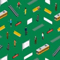 Subway Station Seamless Pattern Background Isometric View. Vector Royalty Free Stock Photo