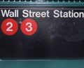 Subway Station, Sign, Wall Street Royalty Free Stock Photo