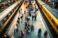 subway stations, train stations, over head view of rush hour and Crowds of people in subway Royalty Free Stock Photo