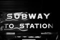 Subway to Station sign in Melbourne Royalty Free Stock Photo