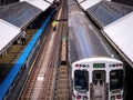 Subway tracks at Adams Wabash Subway station in Chicago - CHICAGO, UNITED STATES - JUNE 06, 2023 Royalty Free Stock Photo