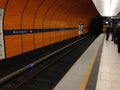 Subway tracks on Marienplatz station in Munich, Germany