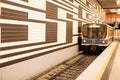 Subway Train coming into station in Munich Germany Royalty Free Stock Photo