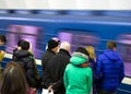 Subway train drove past his waiting passengers Royalty Free Stock Photo