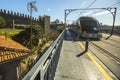 Subway train on Luiz iron bridge is the Old Town at Porto.