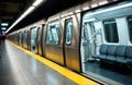 Subway train with open doors at station platform Royalty Free Stock Photo