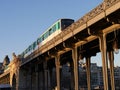 Subway train passes Bir Hakeim bridge