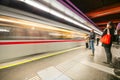 Subway train at Schottenring station in Vienna, Austria Royalty Free Stock Photo