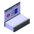 Subway train station icon, isometric style Royalty Free Stock Photo