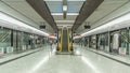 Subway train station interior timelapse in Central, Hong Kong. MTR is the most popular transport in Hong Kong