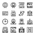 Subway train icon set