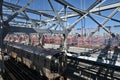 Subway train on Williamsburg Bridge Royalty Free Stock Photo