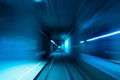 Subway tunnel motion speed rail blue blurred Royalty Free Stock Photo