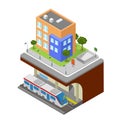 Subway underground railway station city flat 3d isometric vector Royalty Free Stock Photo